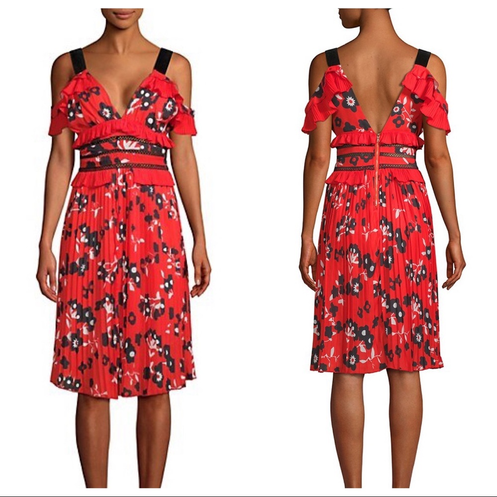 Haute Rogue Cold Shoulder Floral Midi Dress NWT